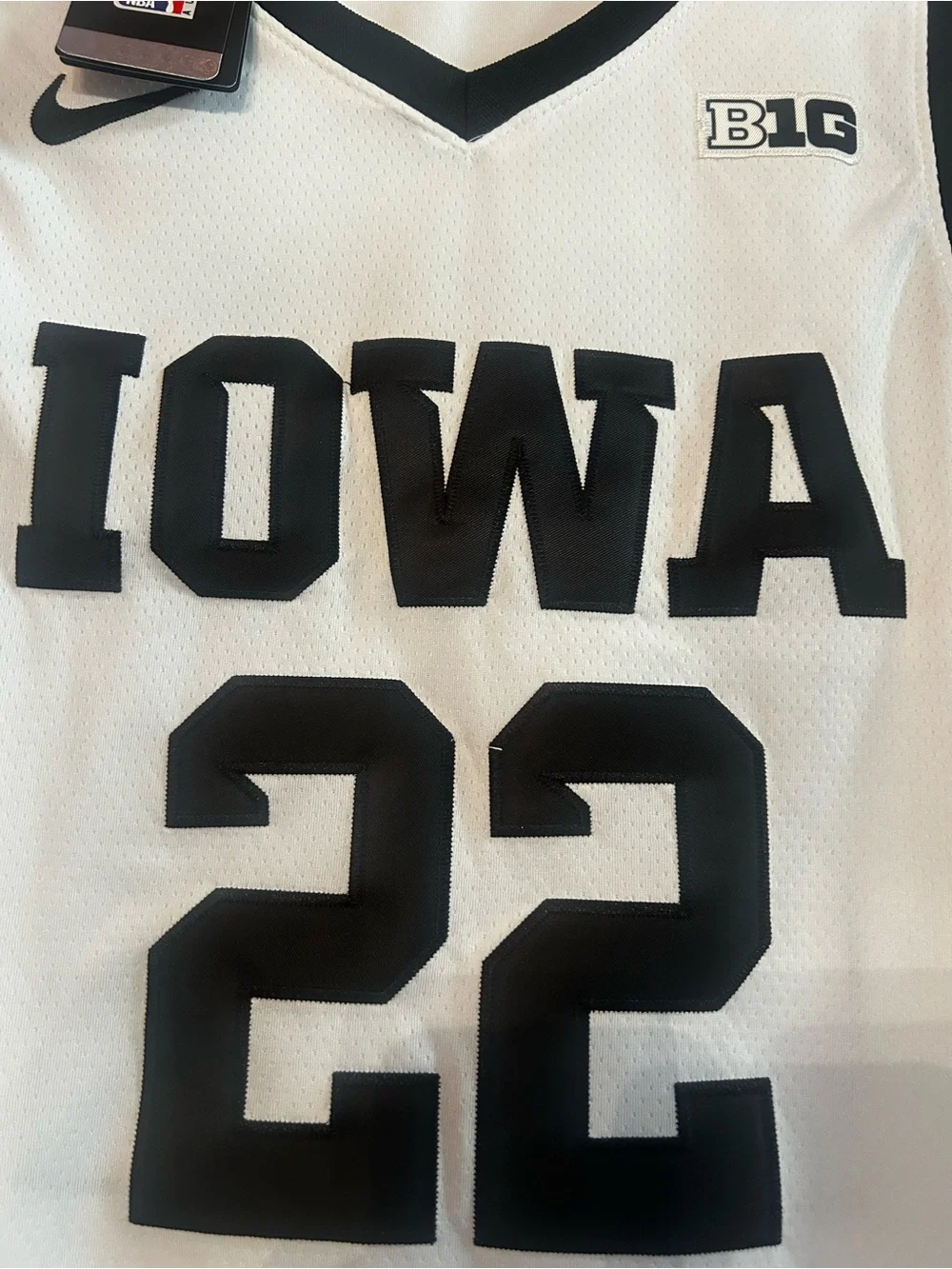 NWT Nike Dri-Fit NBA White Iowa Basketball Jersey #22 with Black and Yellow Trim